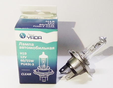 Автолампа галогеновая Н19 12V-60/55W YADA PU43t-3 (64181L) (1шт.)