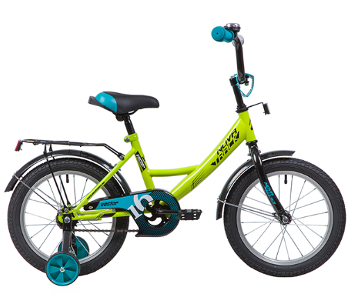 Велосипед колёса 16" детский NOVATRACK Vector, 1 скорость, рама сталь (салатовый)
