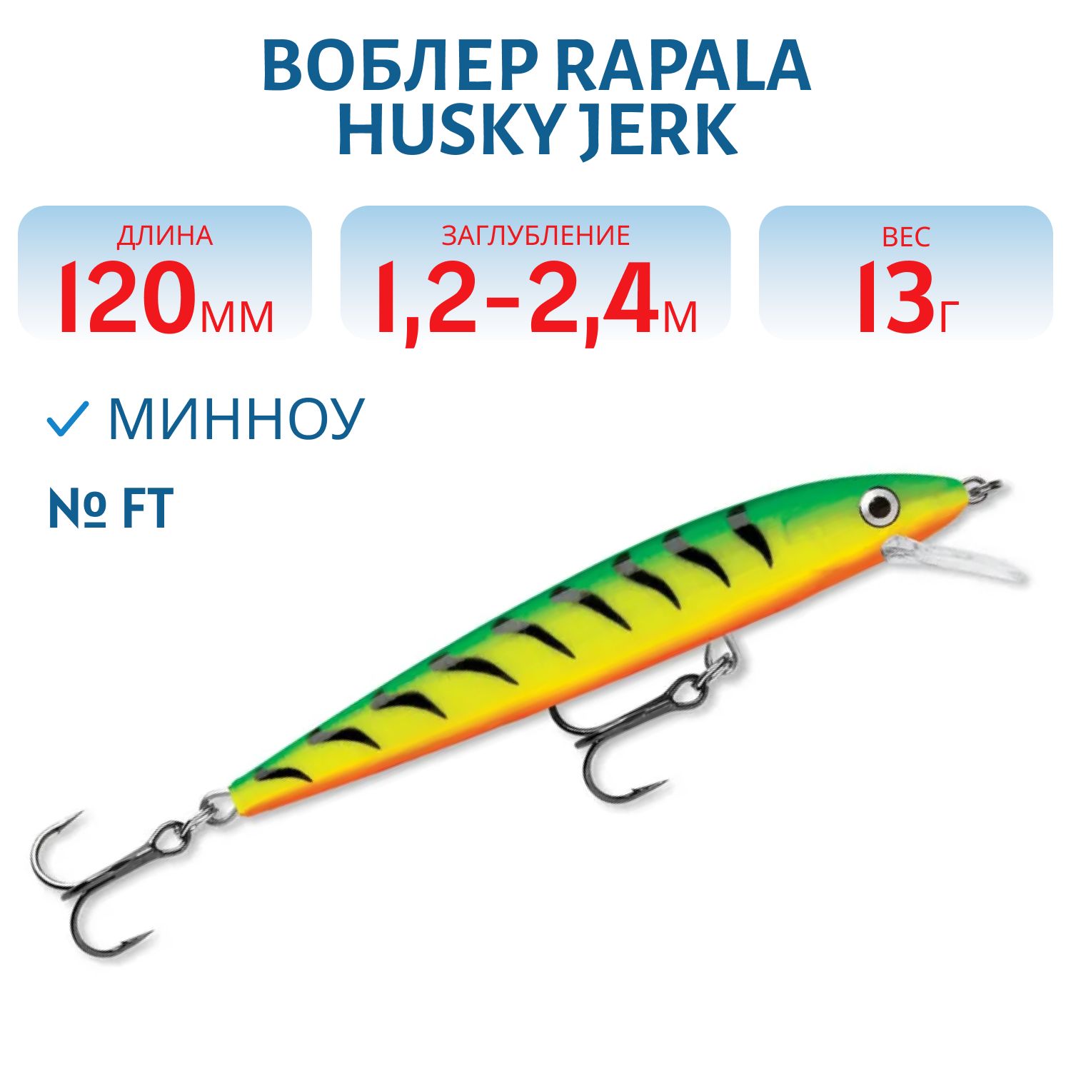 Воблер Rapala Husky Jerk 12 /FT