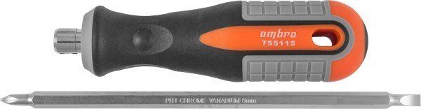 отвертка ph1*sl5 (150мм) двухсторонняя round grip ombra 755115