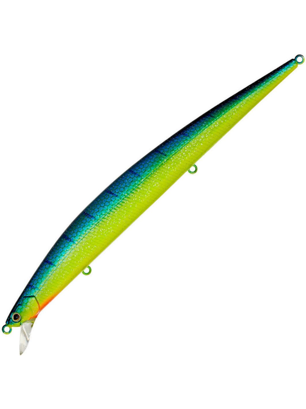 Воблер Минноу Strike Pro Koffana 210F,  210 мм,  34, 2 гр,  Загл. 0, 5м.-1, 5м.,  Плавающий,  цвет: C063F Blue-yellow Tiger Sparkles,  (EG-145C-F#C063F)