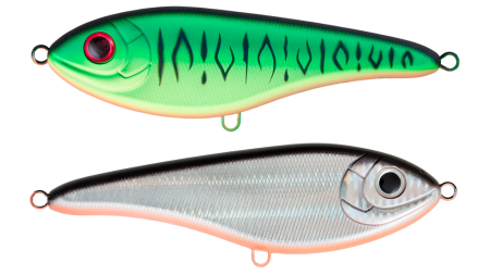 Воблер Джеркбейт Strike Pro Buster V,  85 мм,  17, 7 гр,  Загл. 0, 2м.-1, 5м.,  Тонущий,  цвет: GC01S/A70-713 Double Black Silver OB/Mat Tiger,  (EG-148#GC01S/A70-713S)