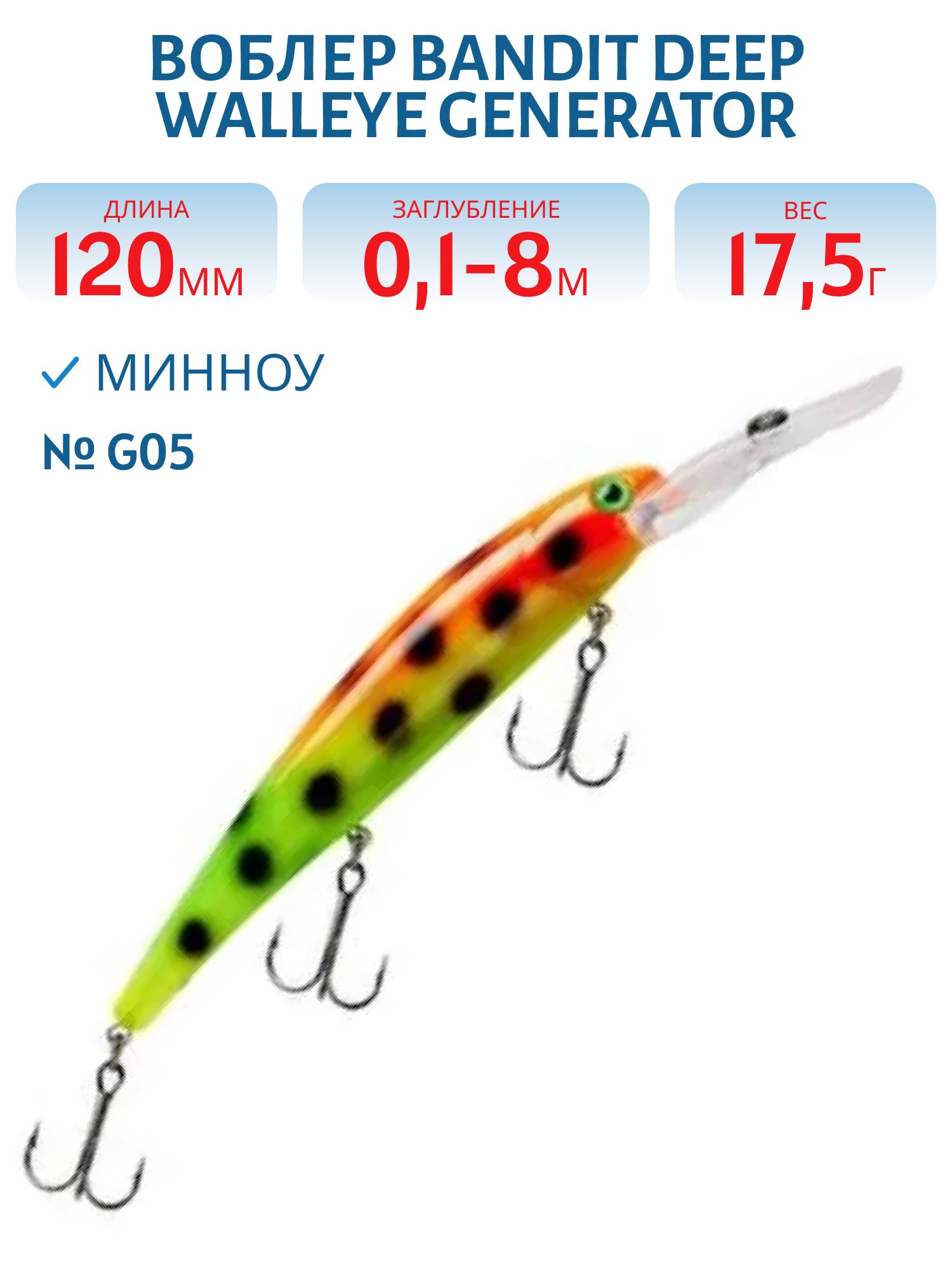 Воблер BANDIT DEEP WALLEYE GENERATOR G05