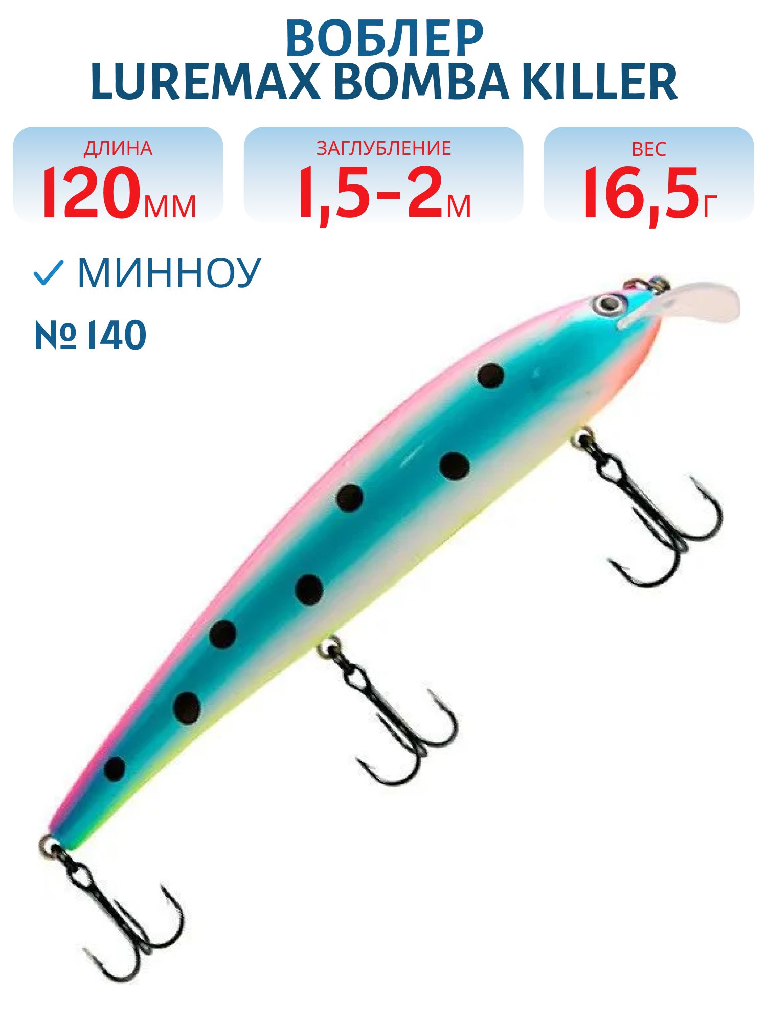 Воблер LureMax BOMBA KILLER 120FDR-140 16,5 г. плавающий