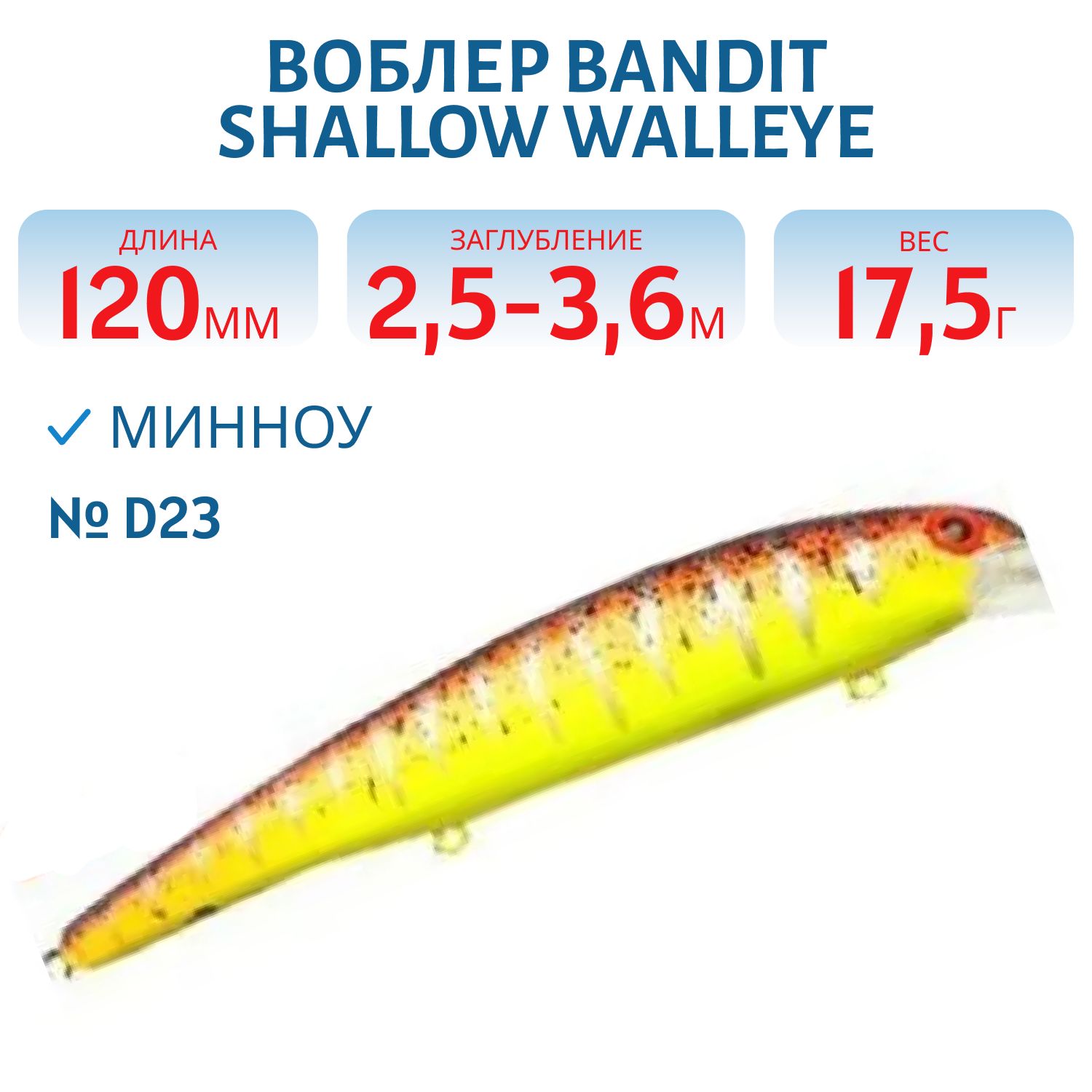 Воблер BANDIT SHALLOW WALLEYE D23