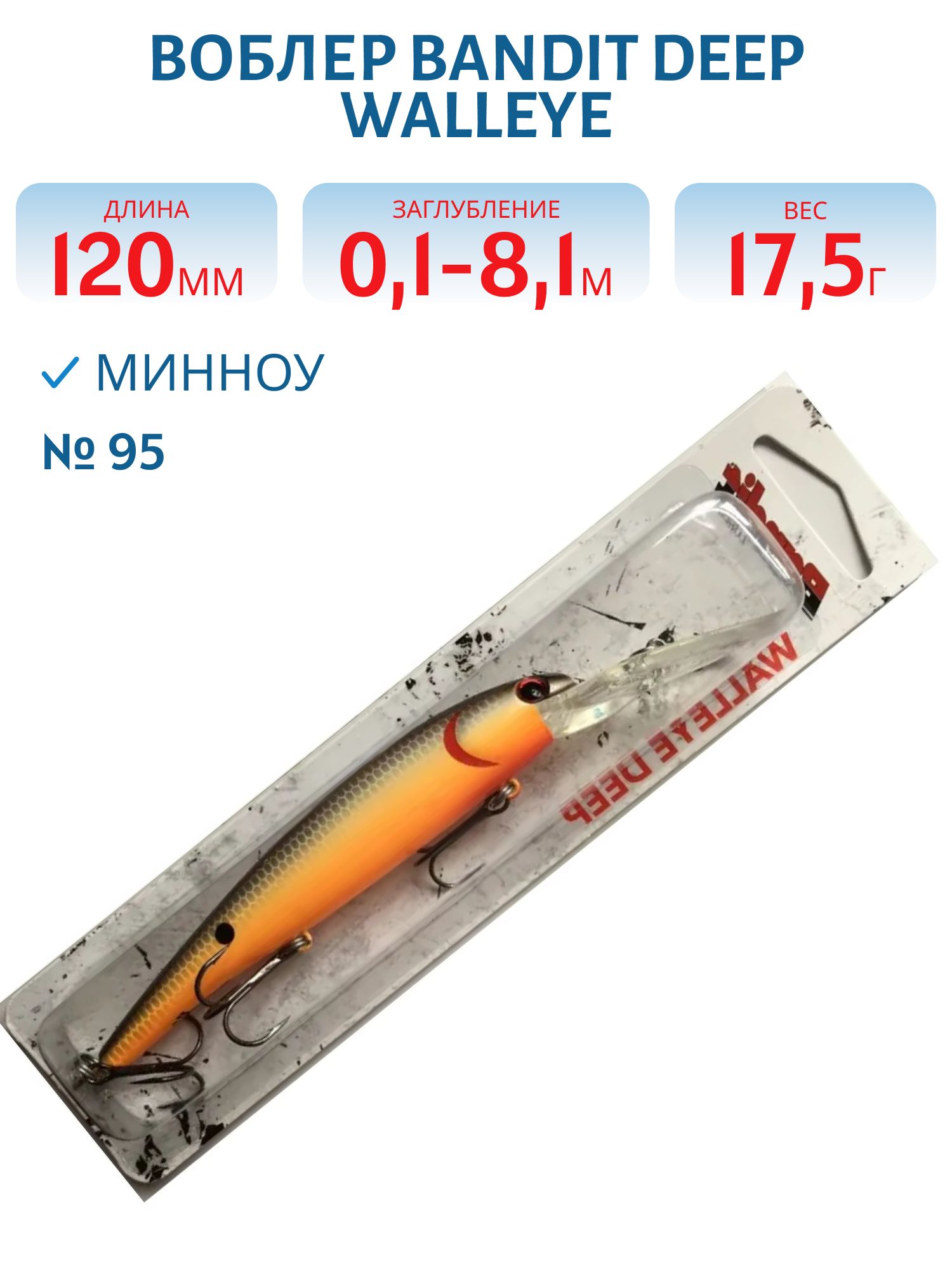 Воблер BANDIT DEEP WALLEYE 95