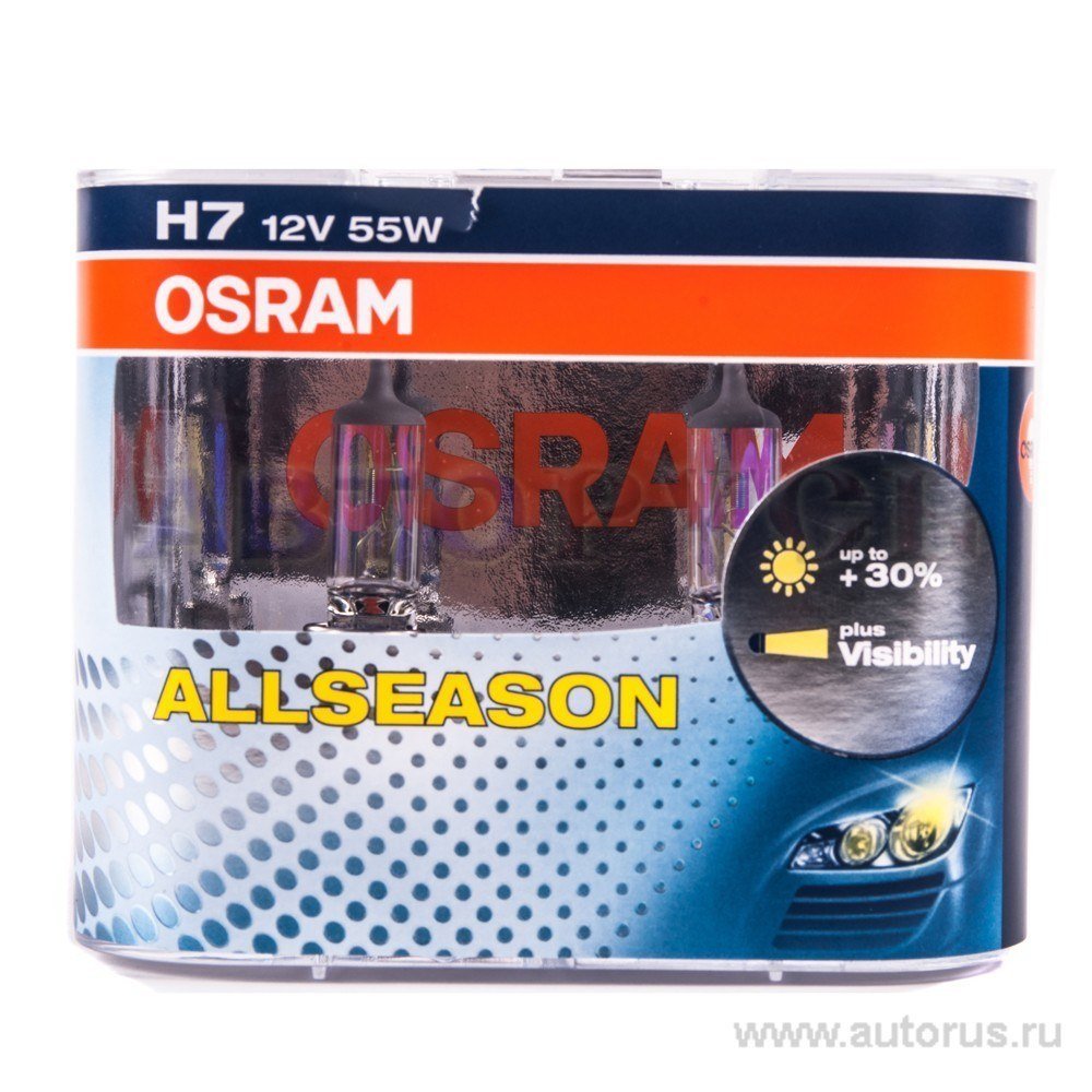 Автолампа галогеновая Н7 12V-55 OSRAM Allseason (64210ALL) (2шт.к-т)