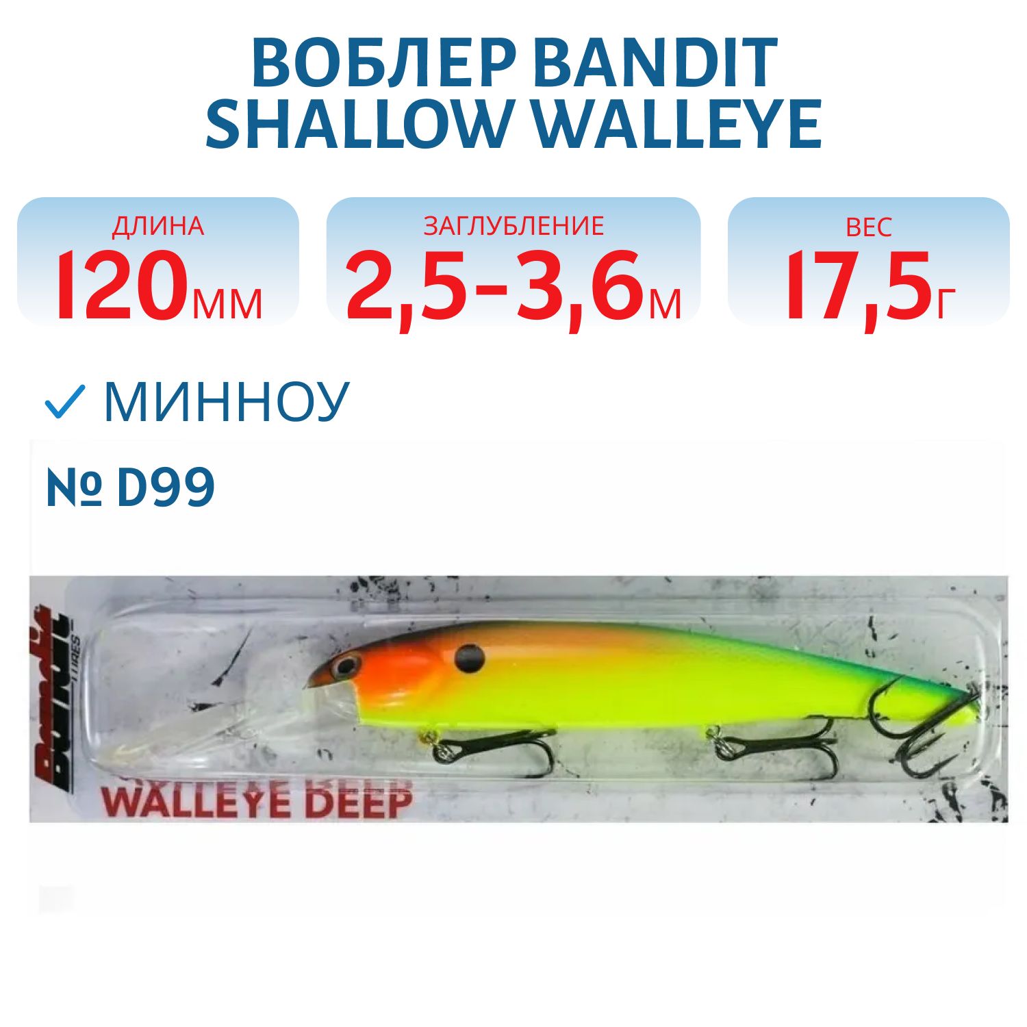 Воблер BANDIT SHALLOW WALLEYE D99