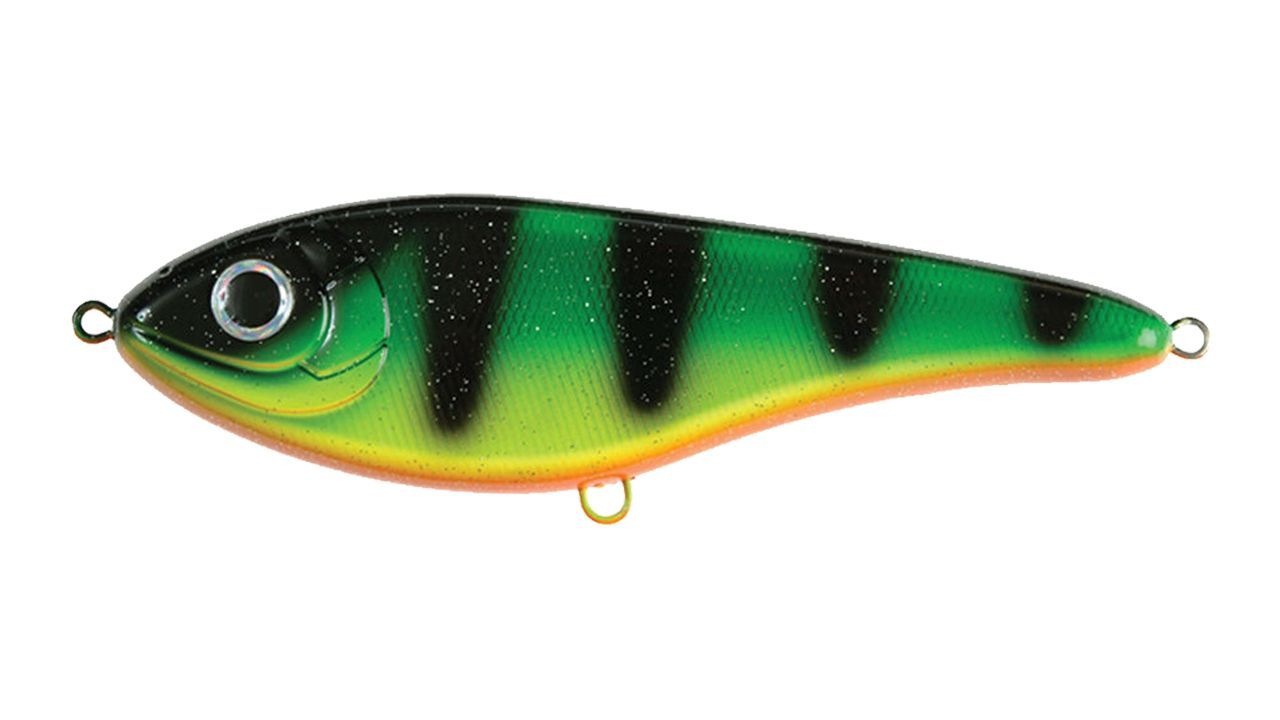 Воблер Джеркбейт Strike Pro Buster Jerk II Shallow Runner,  120 мм,  37 гр,  Загл. 0, 3м.-2, 0м.,  Медленно всплывающий,  цвет: C029F Fire Tiger,  (EG-049#C029F)