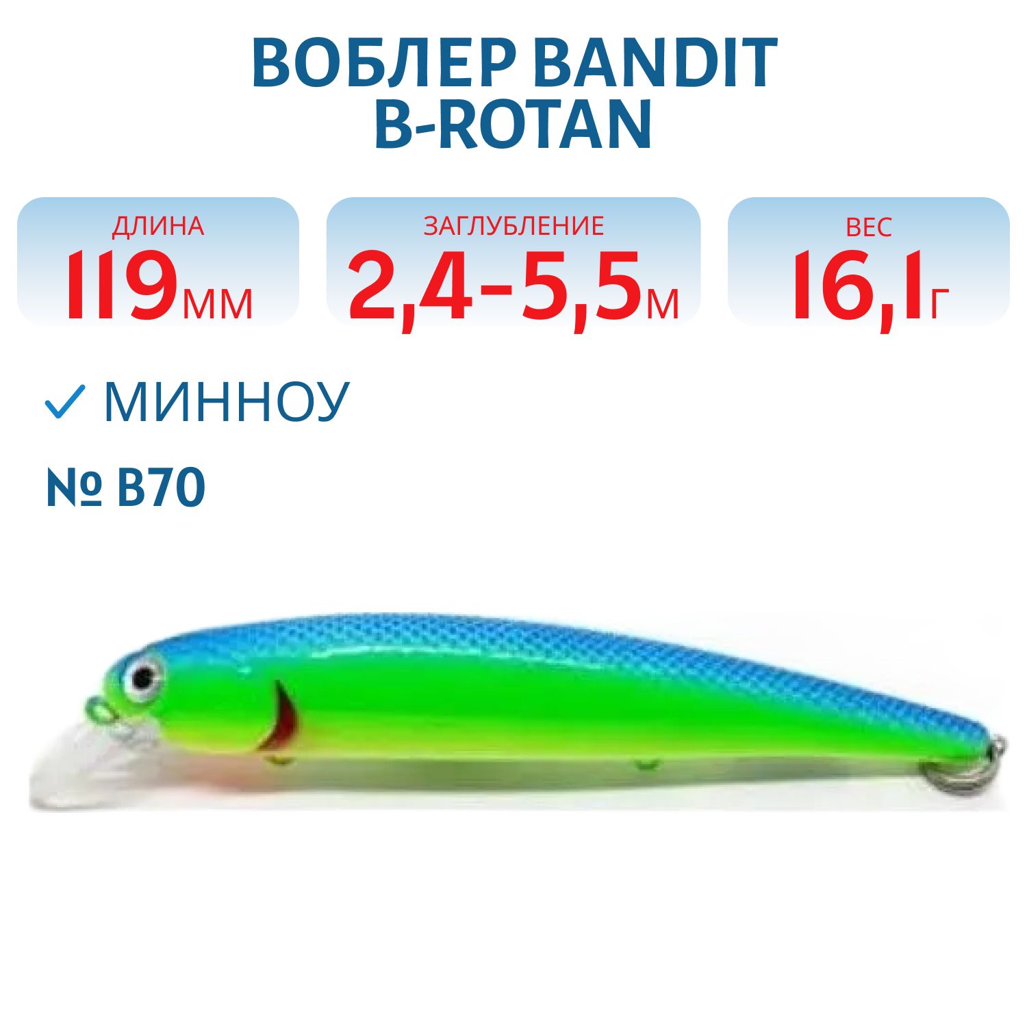 Воблер BANDIT B-ROTAN B70