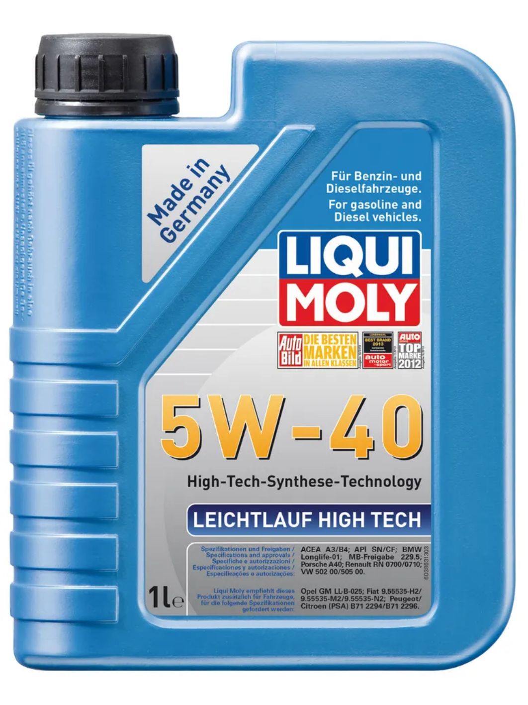 LIQUI MOLY "Leichtlauf High Tech" 5W40 1L синтетическое моторное масло 8028/2327