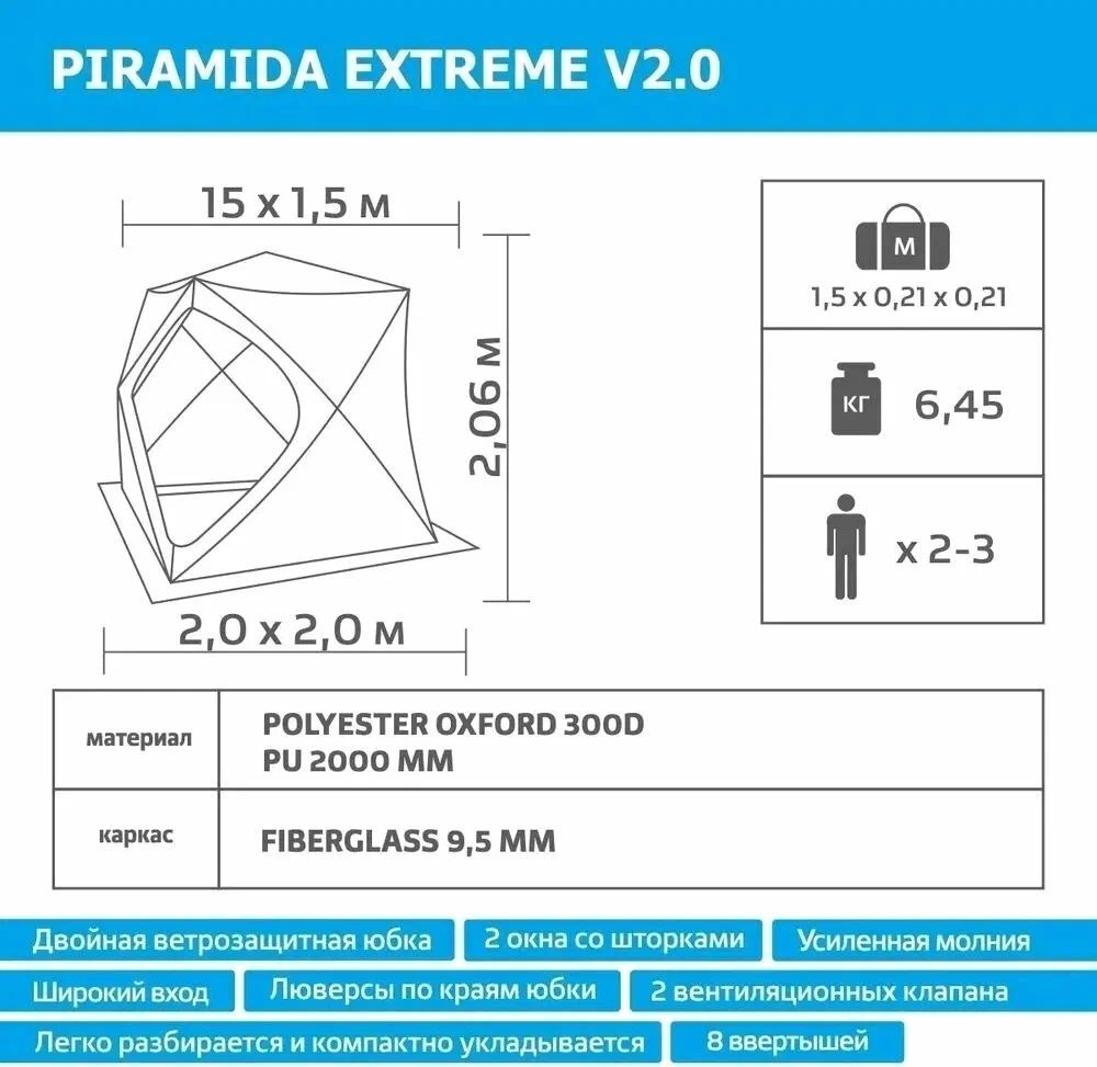 Палатка зимняя PIRAMIDA EXTREME 2.0 (широкий вход) Helios