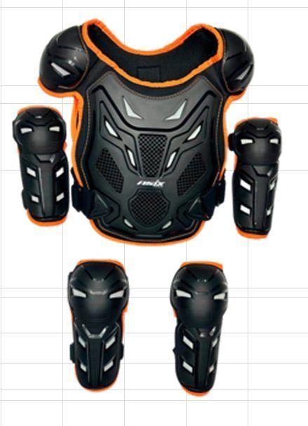 Комплект детской защиты + наколенники + налокотники Defender оранжевая строчка