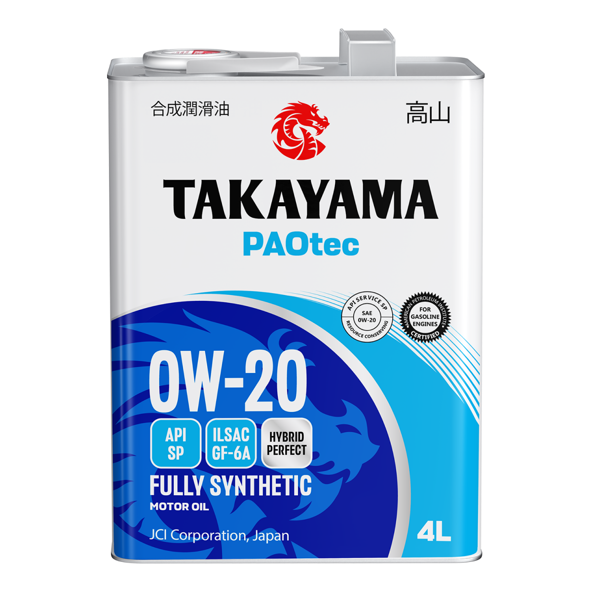 TAKAYAMA PAOtec SAE 0W20 ILSAC GF-6A API SP  4л синтетическое моторное масло
