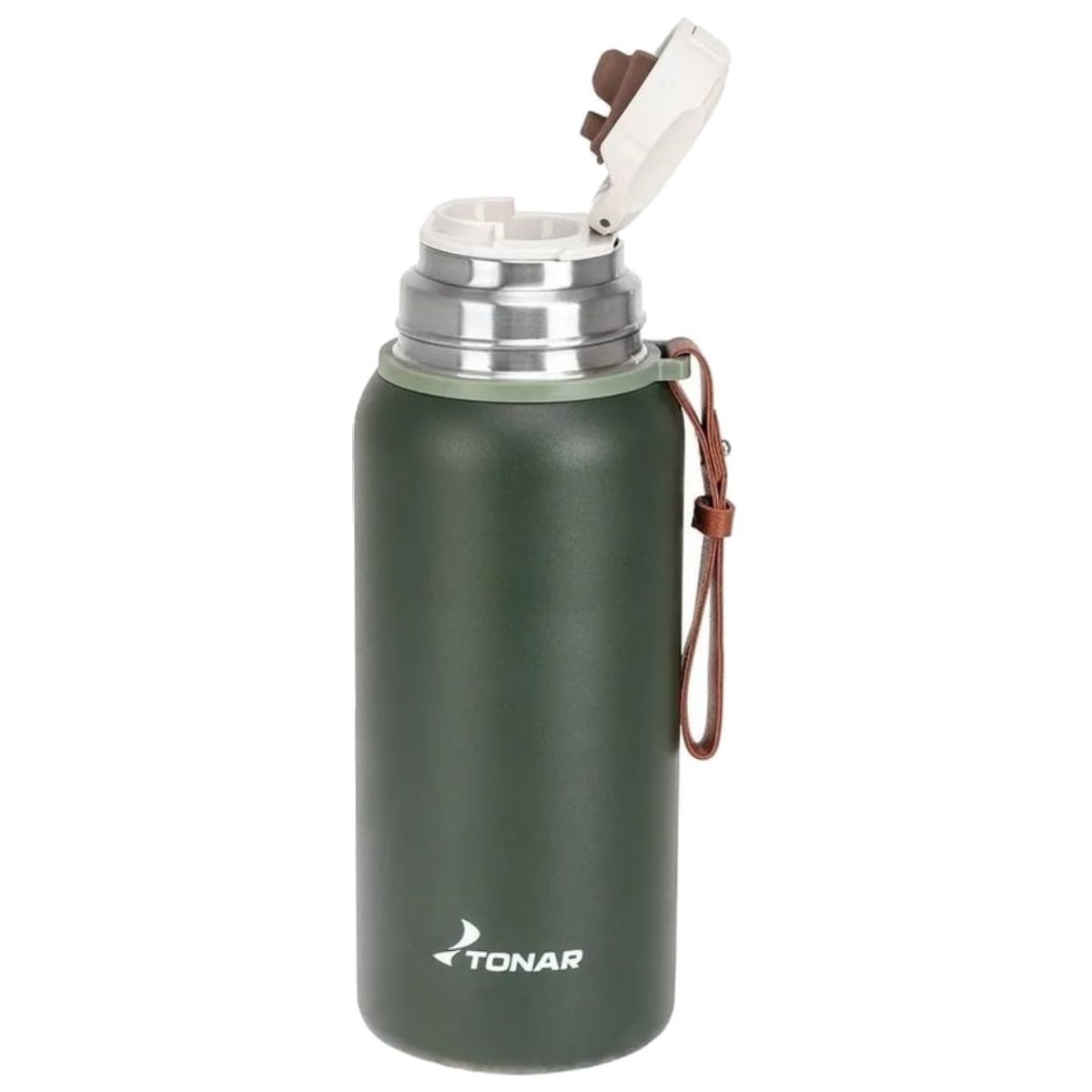 Термос TONAR 900 ML хаки (пробка-ситечко,  крышка-кружка,  ремешок)