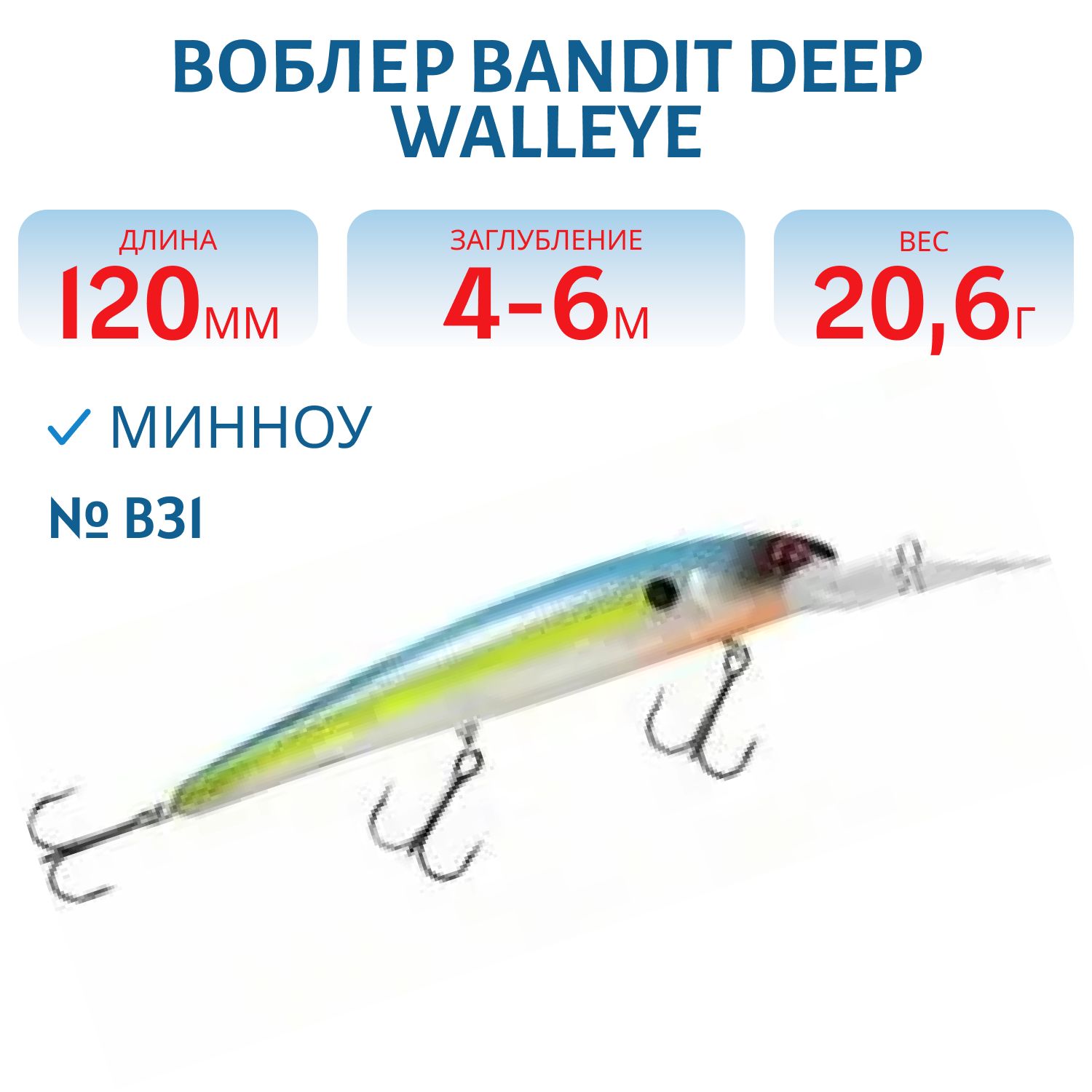 Воблер BANDIT DEEP SUSPENDING MINNOW B31