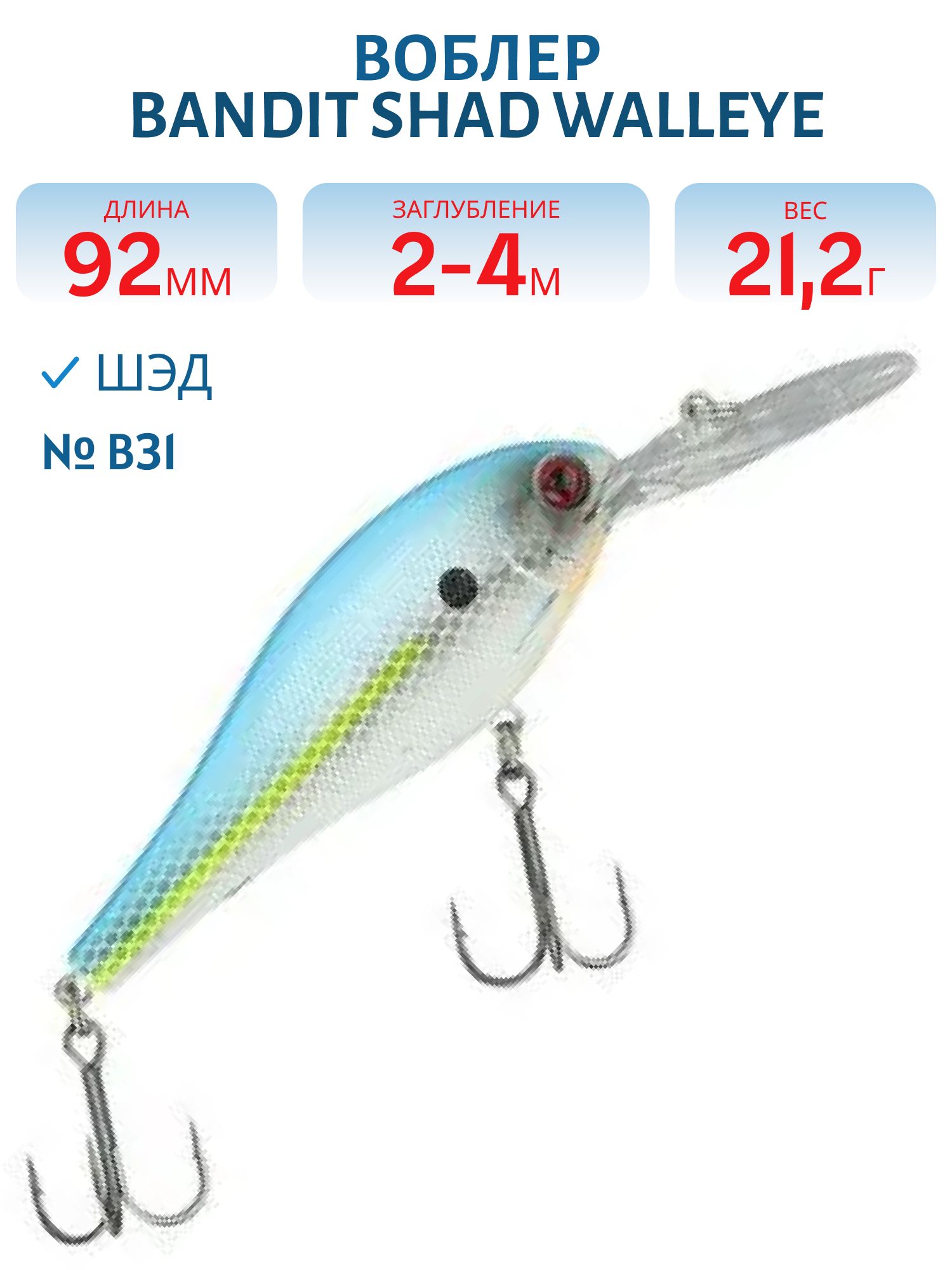 Воблер BANDIT SHAD WALLEYE 4 B31