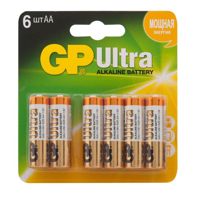 Батарейка LR6 (AA) GP Alkaline Ultra (6шт.) 223016