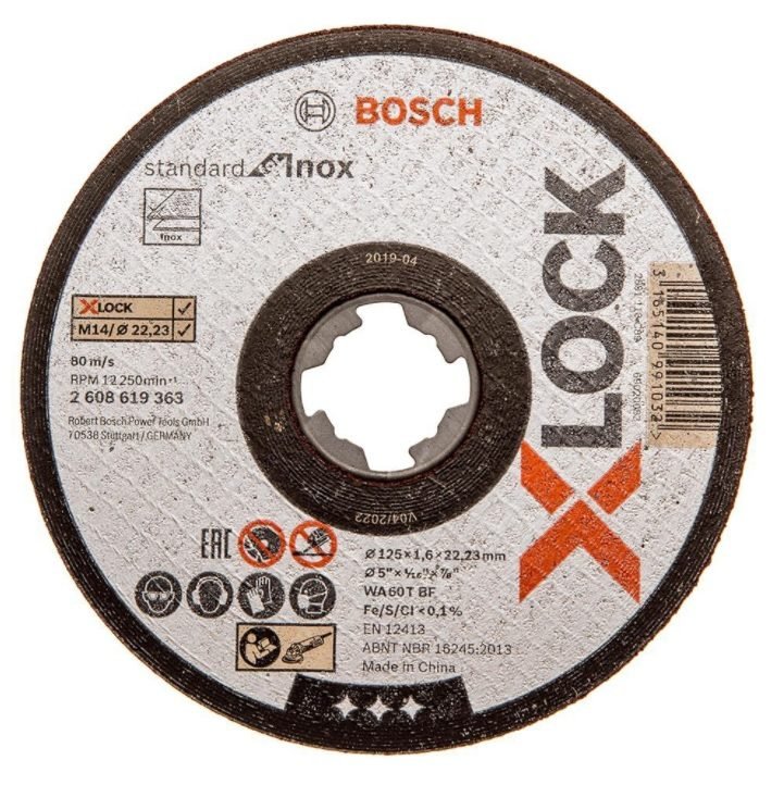 Круг отрезной по металлу Ø125*1.6 мм крепление X-LOCK BOSCH 2608619363