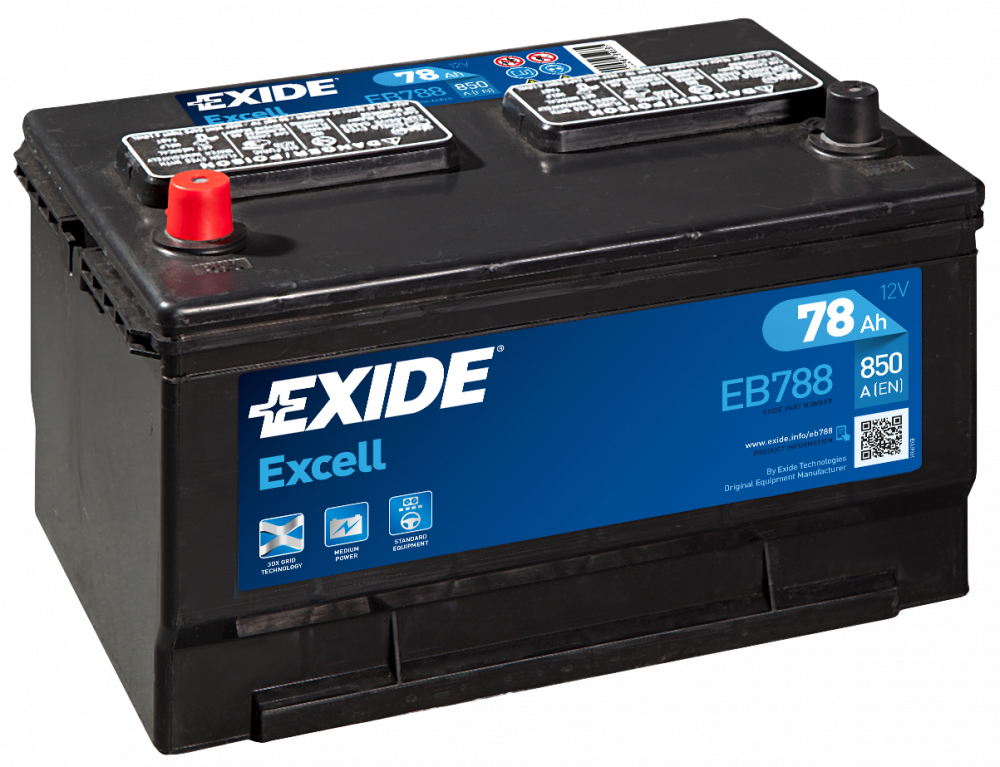 78* EXIDE Excell EB788 Аккумулятор зал/зар