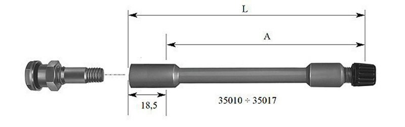 Удлинитель для сдвоенных колес L-180мм 35017 /пластик/ TECH