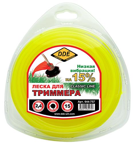 Корд триммерный в блистере "Classic line" (круг) Ø2.4мм*15 м,  желтый DDE 644-757