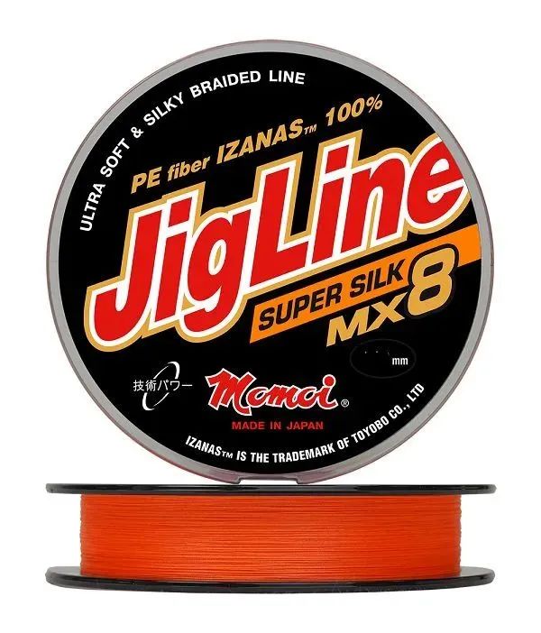 Шнур JigLine MX 8 Super Silk 0, 14 мм, 11 кг, 150 м оранжевый