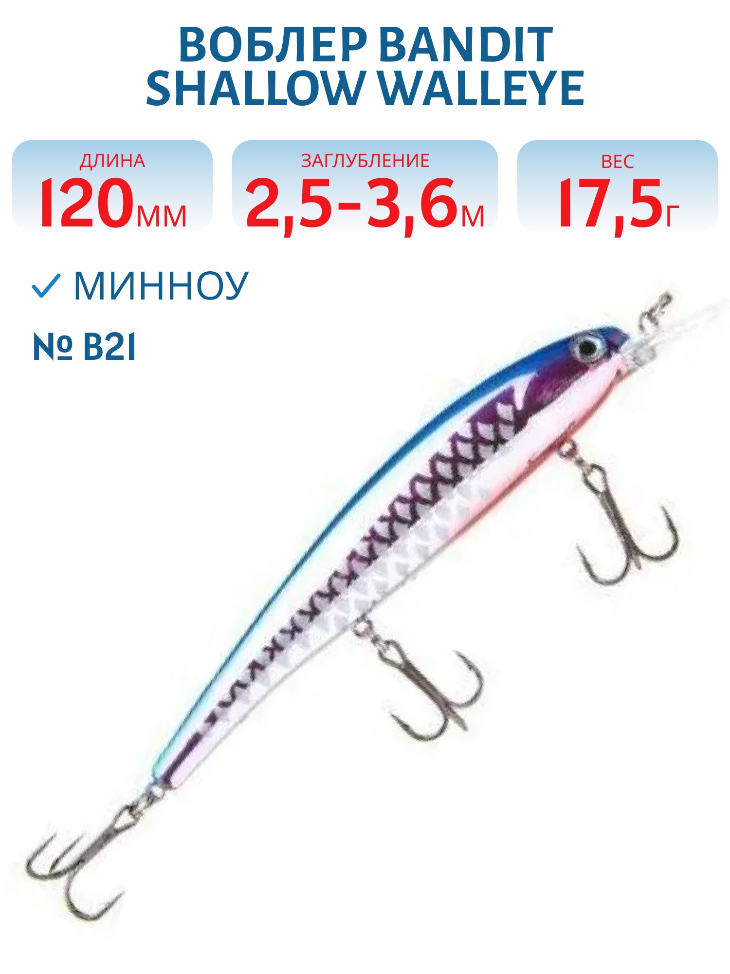 Воблер BANDIT SHALLOW WALLEYE B21
