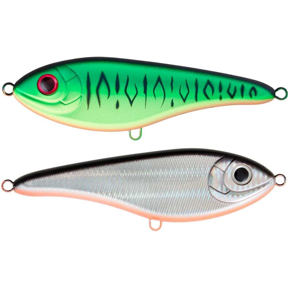 Воблер Джеркбейт Strike Pro Buster Jerk II Shallow Runner,  120 мм,  37 гр,  Загл. 0, 3м.-2, 0м.,  Медленно всплывающий,  цвет: GC01S/A70-713 Double Black Silver OB/Mat Tiger,  (EG-049#GC01S/A70-713)