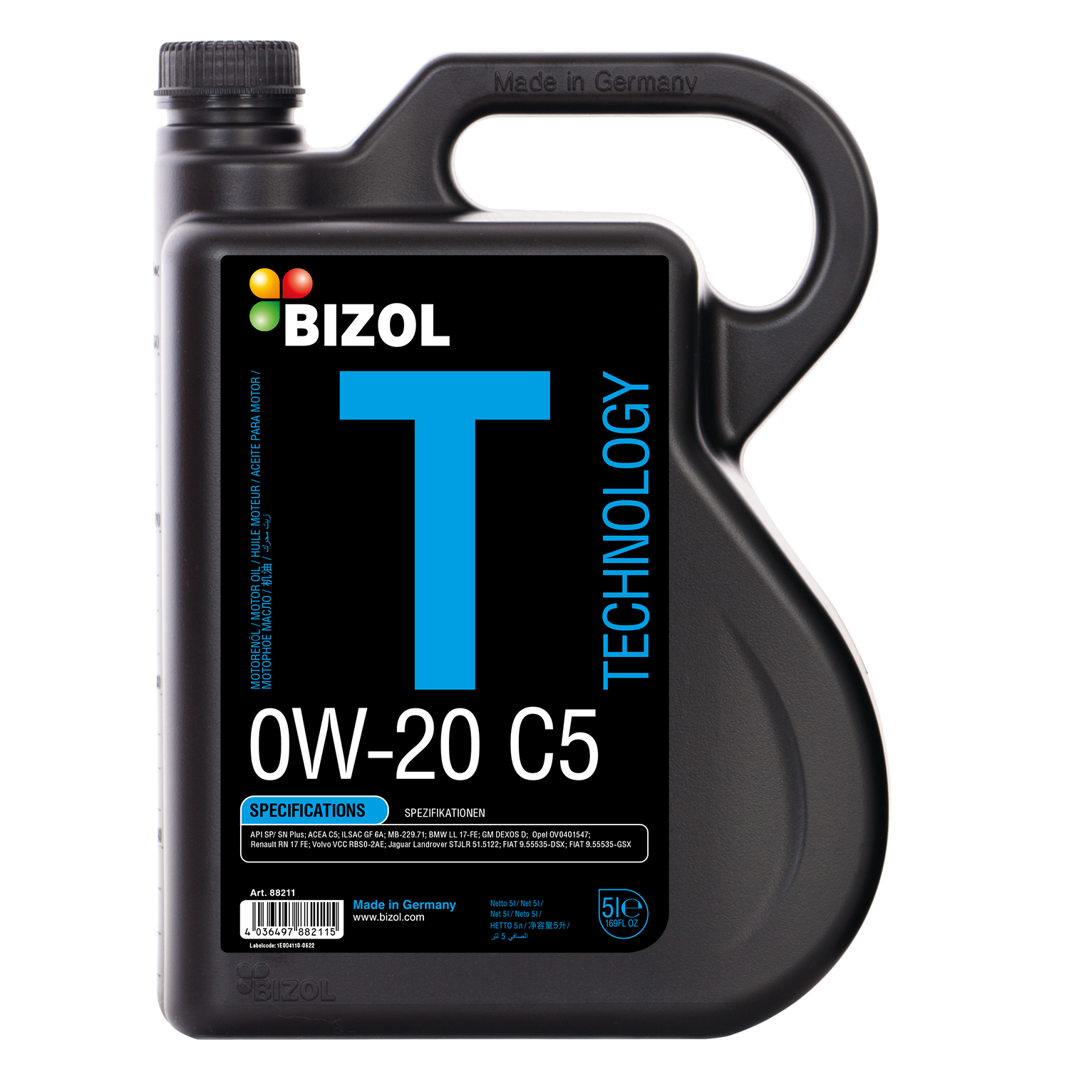 BIZOL Technology 0W20 C5 5L синтетическое моторное масло