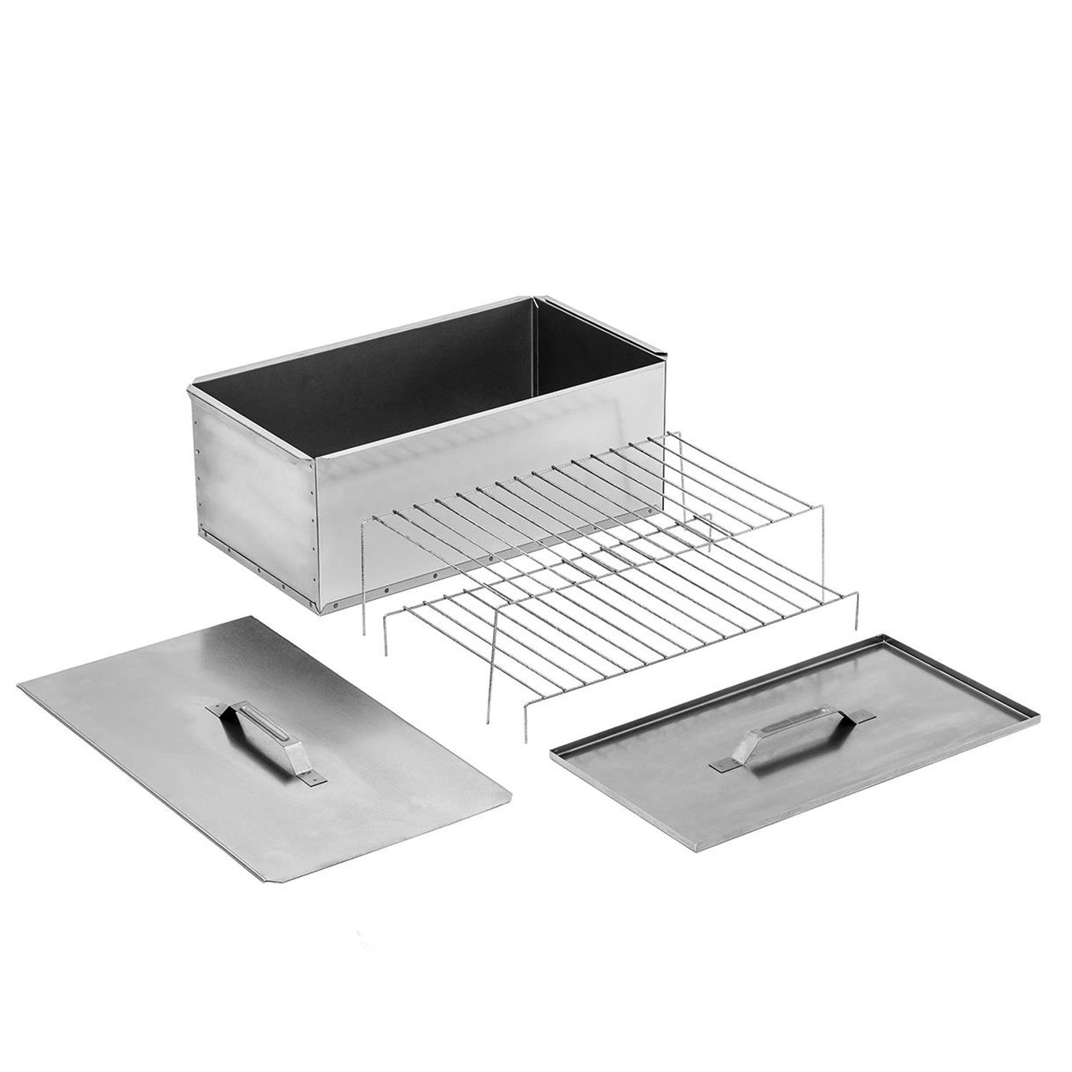 Коптильня двухъярусная сталь (480х280х215,  0, 8мм) Оригинал с поддоном для сбора жира с тройным дном