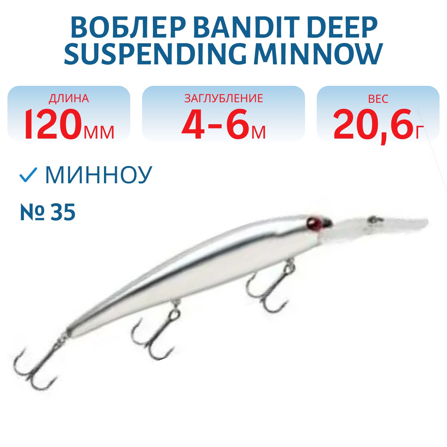 Воблер BANDIT DEEP SUSPENDING MINNOW 35