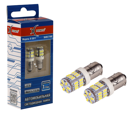 Светодиод 12V T4W (BA9S) белый 30SMD (5000K) Xenite (1009544) (2шт.к-т)