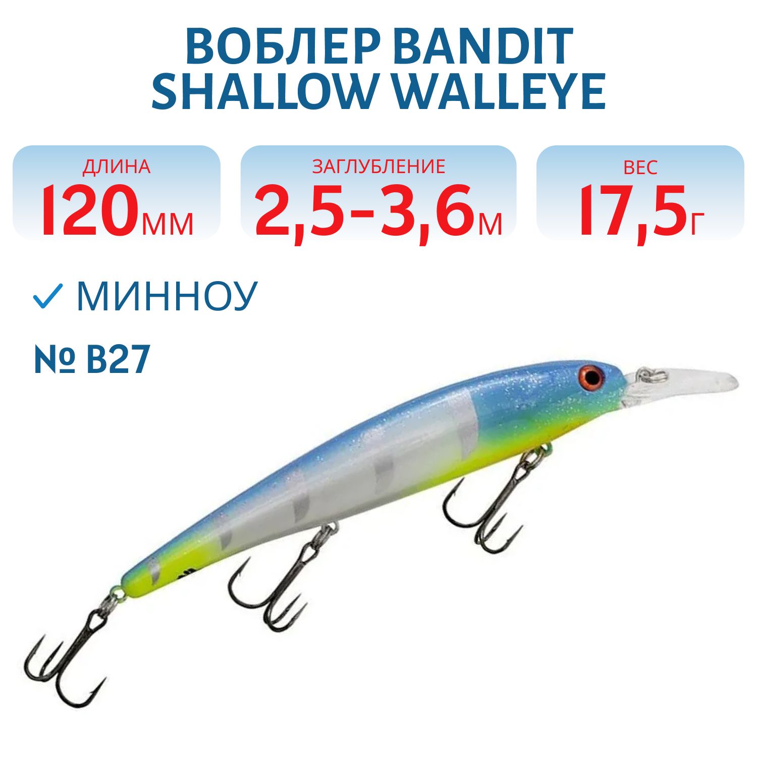 Воблер BANDIT SHALLOW WALLEYE B27