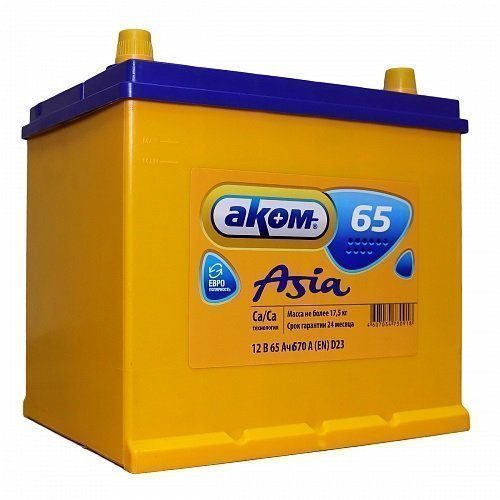 6СТ 65 АКОМ ASIA EFB ЕВРО Аккумулятор зал/зар