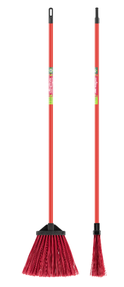 Метла полипропиленовая (300*280*1450мм) веерная,  плоская,  деревянный черенок БЦМ (2027-Ч)