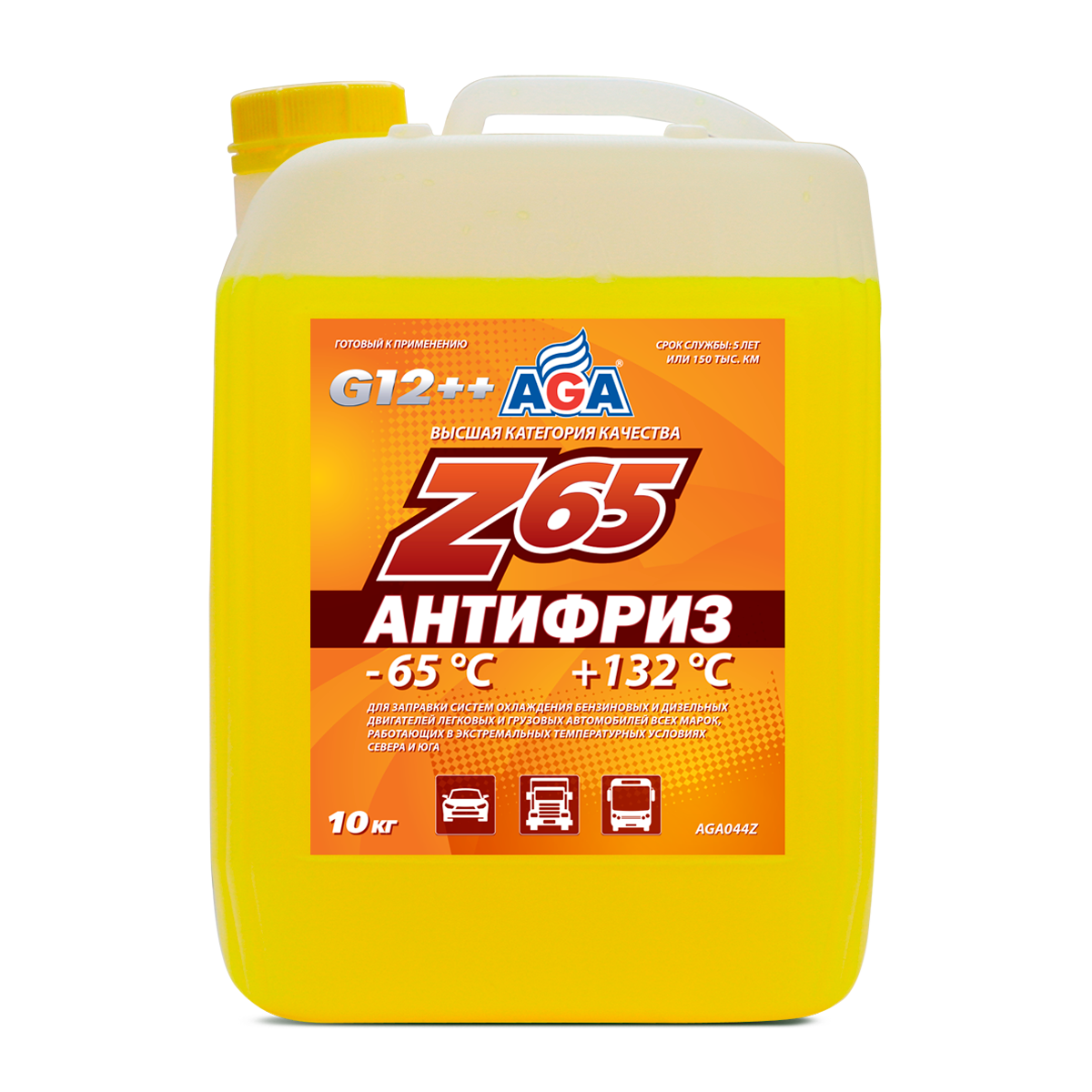 Антифриз AGA Z65 G-12++ 10 кг. желтый