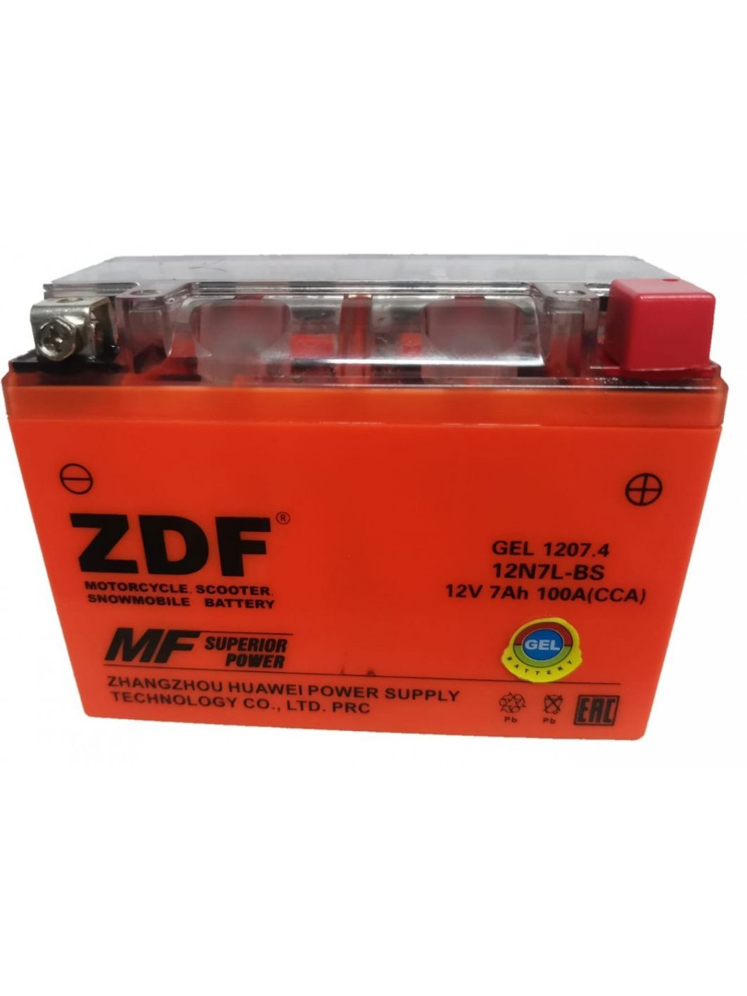Аккумулятор ZDF 1207.4 GEL Orange 12N7L-BS 138*65*100