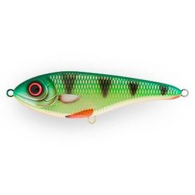 Воблер Джеркбейт Strike Pro Buster Jerk II Shallow Runner,  120 мм,  37 гр,  Загл. 0, 3м.-2, 0м.,  Медленно вспл,  цв: A382F Green Perch,  WOLF COLOR,  (EG-049#A382F)