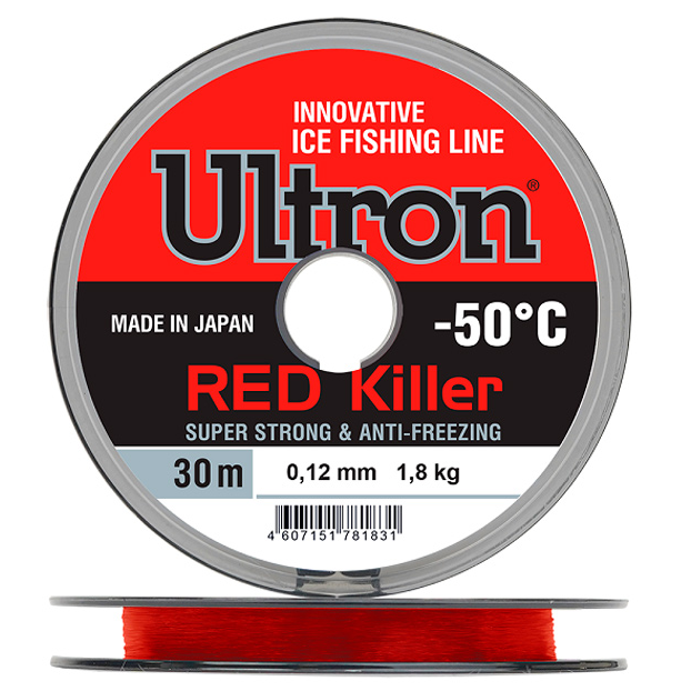 Леска ULTRON Red Killer 0, 09 мм,  1 кг,  30 м,  красная