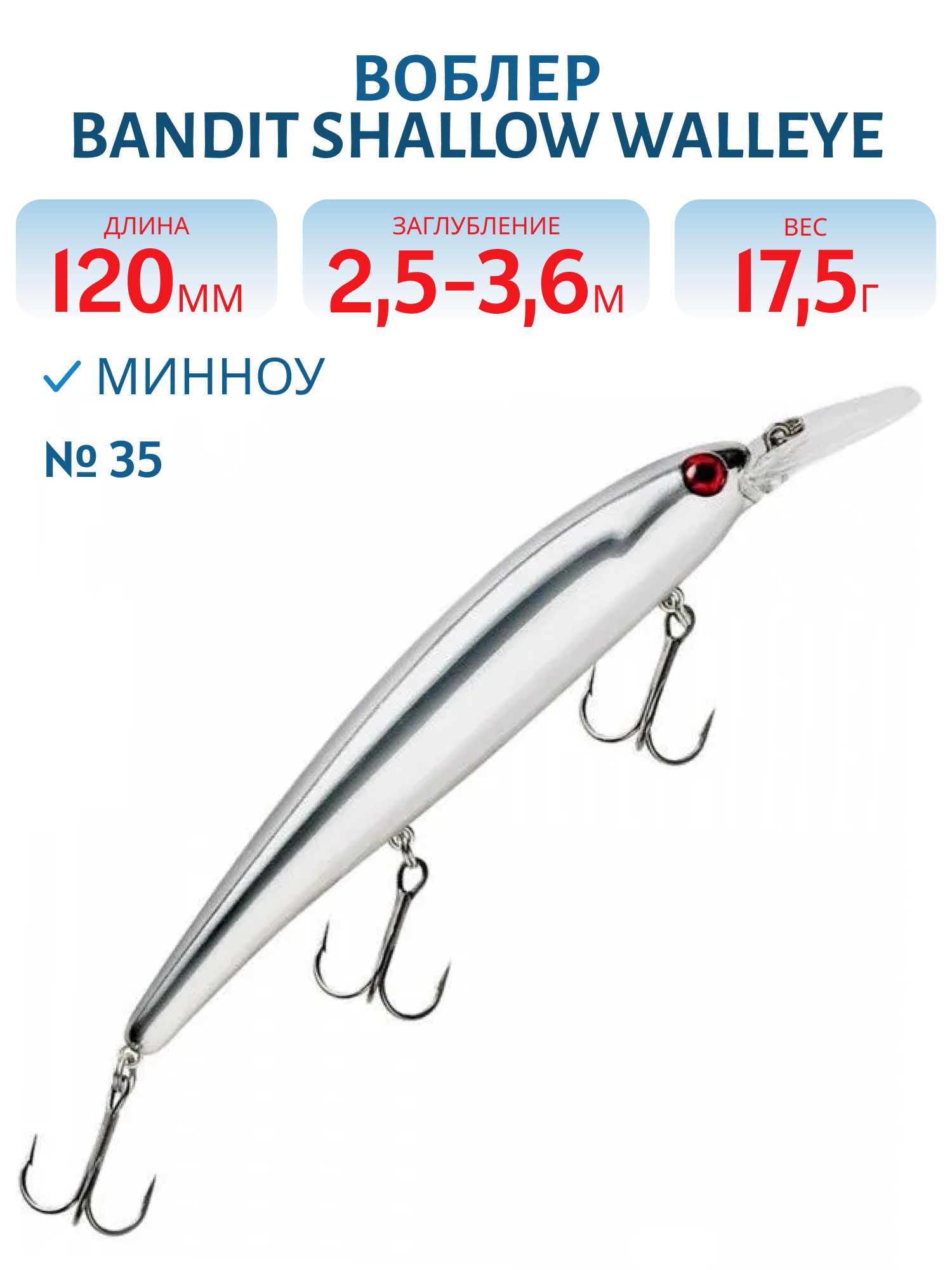 Воблер BANDIT SHALLOW WALLEYE 35