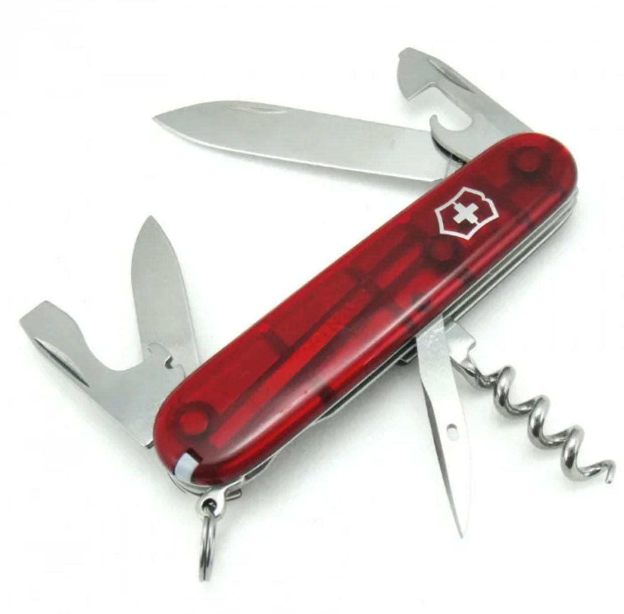 Нож Victorinox Spartan (1.3603.T),  91мм,  12ф.,  прозрачн. красный