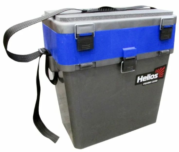 Ящик рыболовный зимний (19л) двухсекционный серый/синий Helios