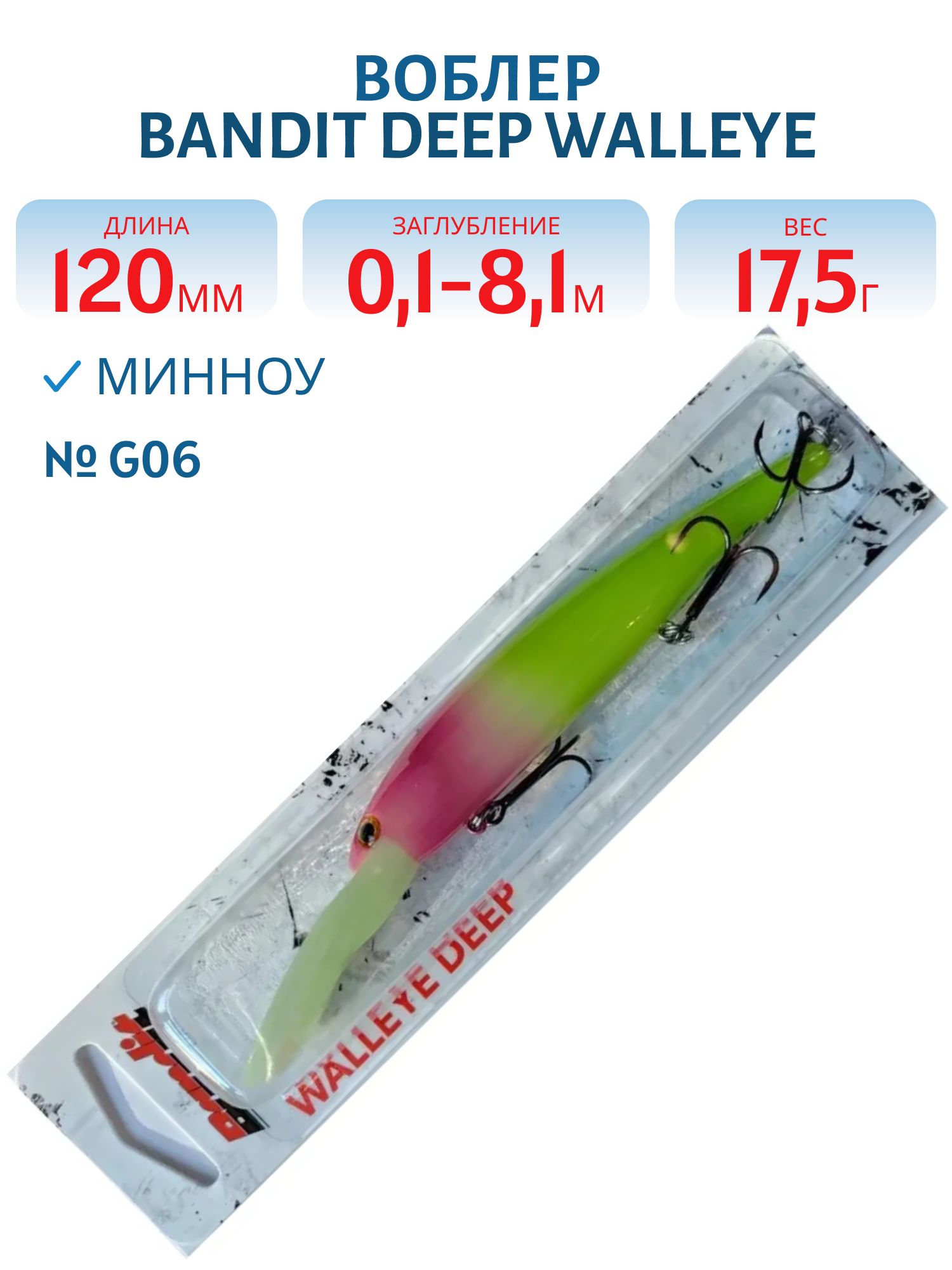 Воблер BANDIT DEEP WALLEYE G06