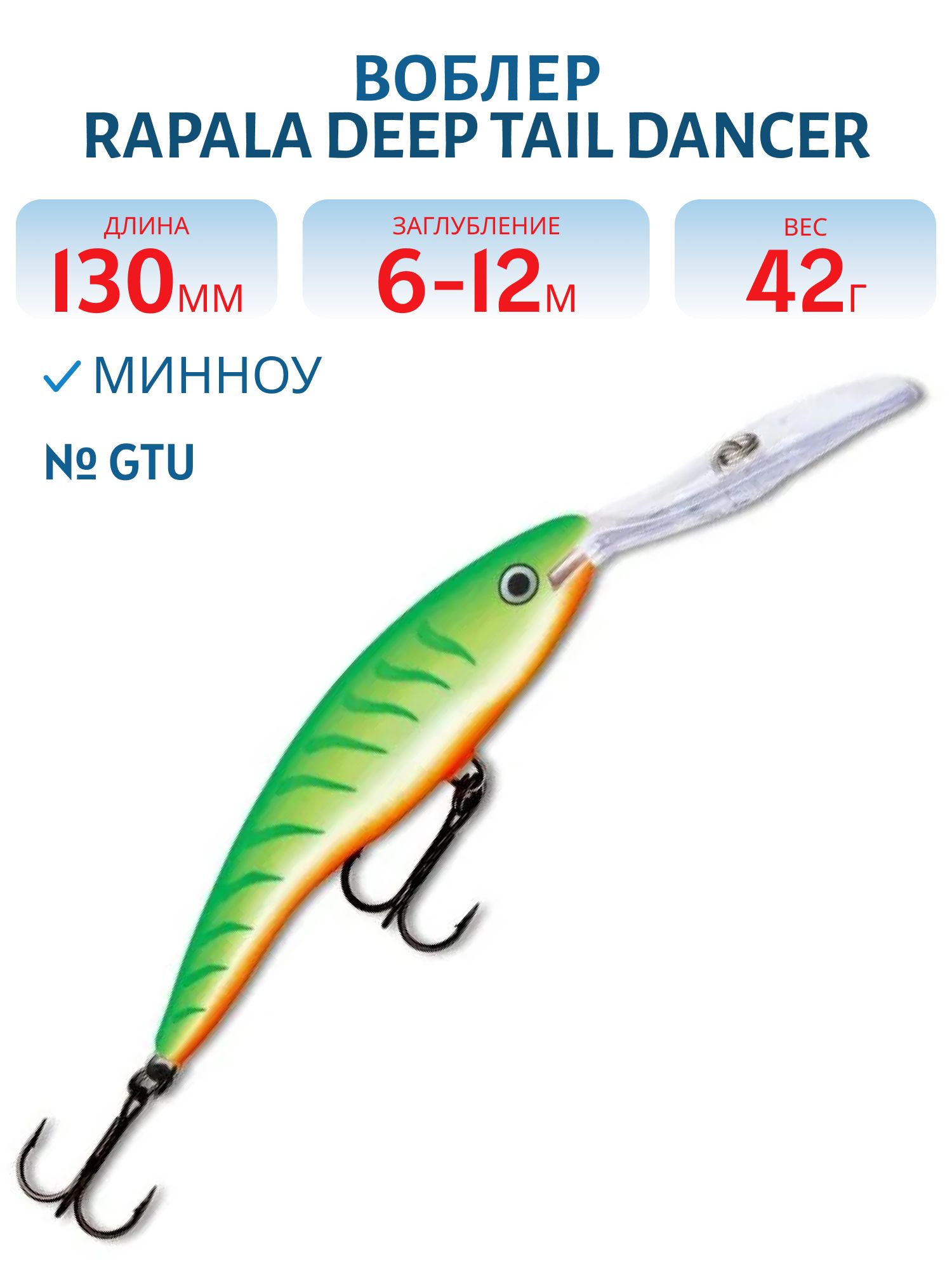 Воблер Rapala Deep Tail Dancer 13 /GTU