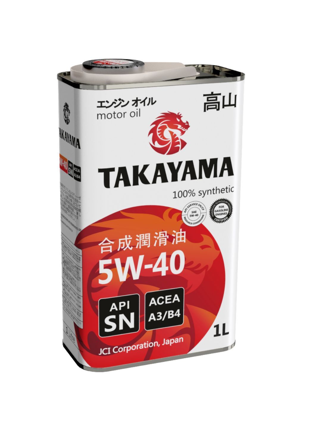TAKAYAMA ADAPTEC SAE 5W40 API SN/CF 1л синтетическое моторное масло