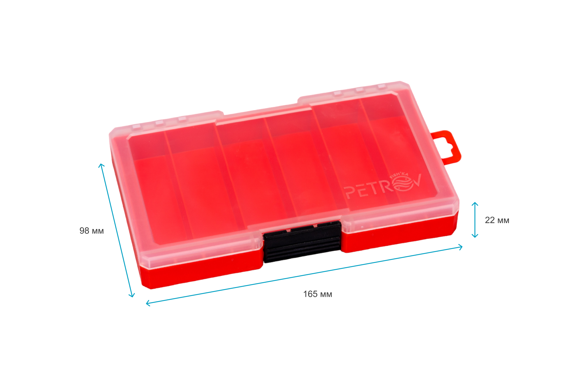 Коробка рыболовная малая односторонняя "6 ячеек" (красная)