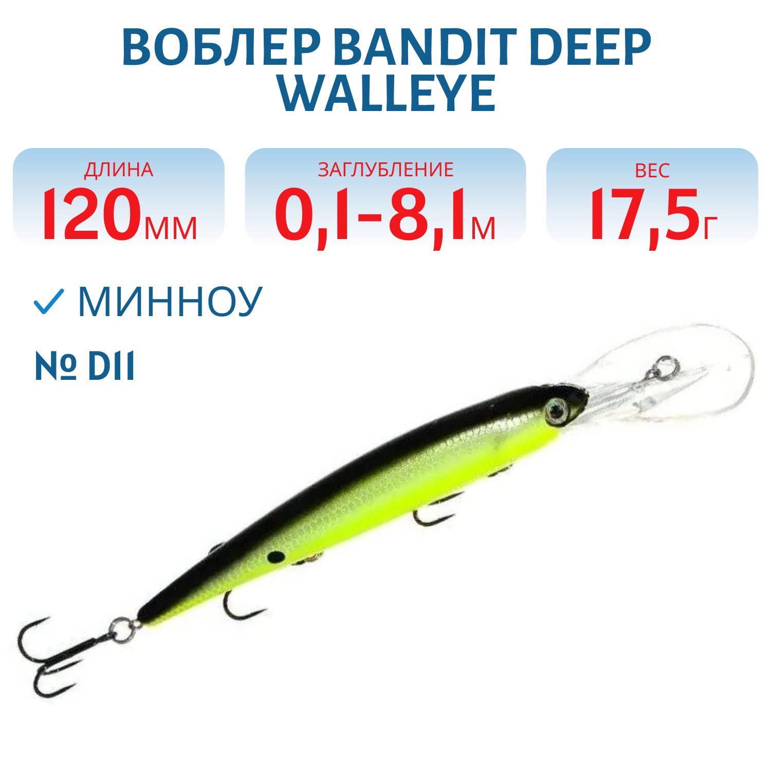 Воблер BANDIT DEEP WALLEYE D11