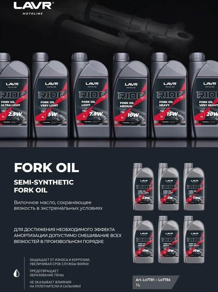 LAVR Fork Oil 10w полусинтетическое вилочное масло 1L Ln7784