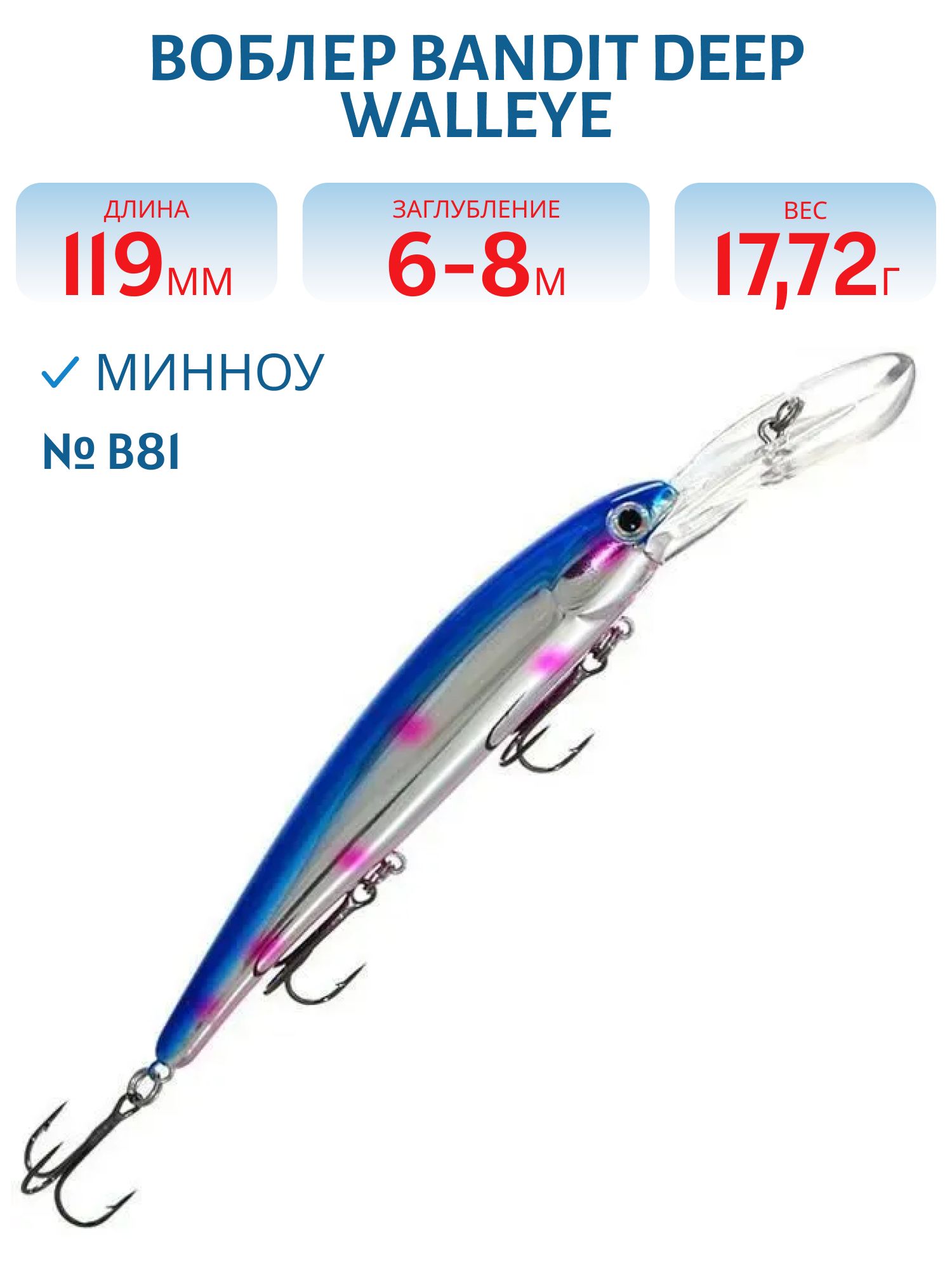 Воблер BANDIT DEEP WALLEYE B81